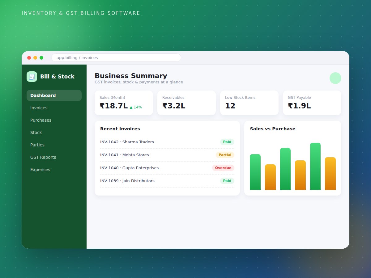 Inventory & GST Billing project by Arvixa